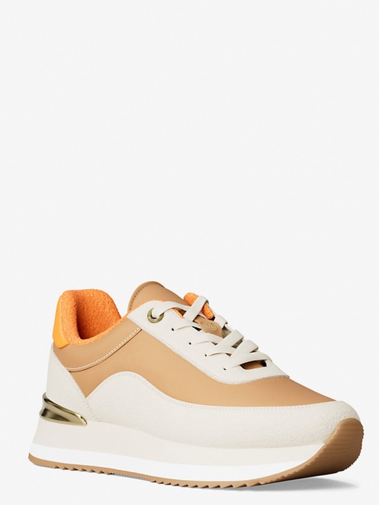 MICHAEL Michael Kors Shoes - New Michael Kors Hattie Mixed-Media Trainer-Luggage /orange